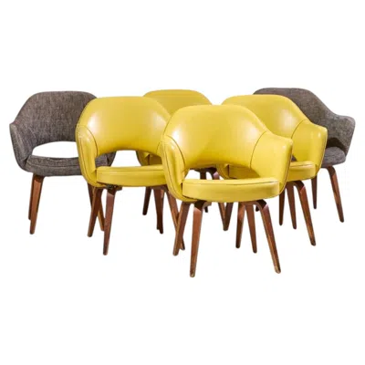 Pre-owned Knoll Eero Saarinen For  Mid Century Bentwood Executive Dining Chairs - Set Of 6 In Brown