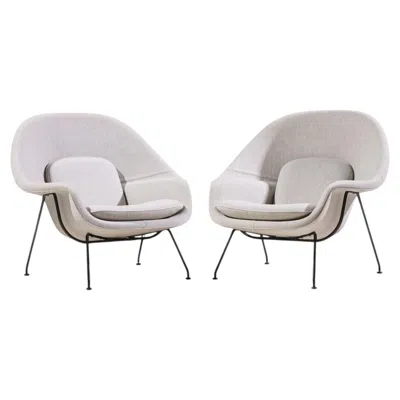 Pre-owned Knoll Eero Saarinen For  Mid Century Womb Chairs - Pair In Gray