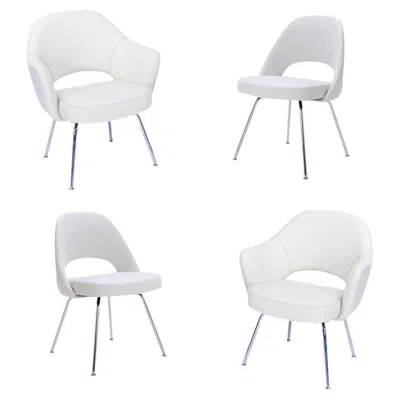 Pre-owned Knoll Eero Saarinen  Executive Dining Chair/armchairs With Tubular Legs, Set Of 4 In Gray
