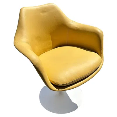Pre-owned Knoll Eero Saarinen Yellow Leather Tulip Arm Chair Pedestal Collection By