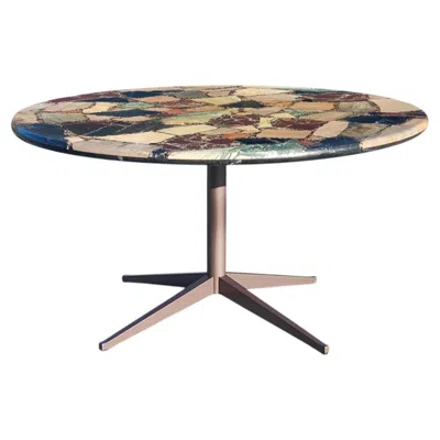 Pre-owned Knoll Extraordinary Italian Mixed Marble & Bronze Steel Dining Table W/  Base In Brown