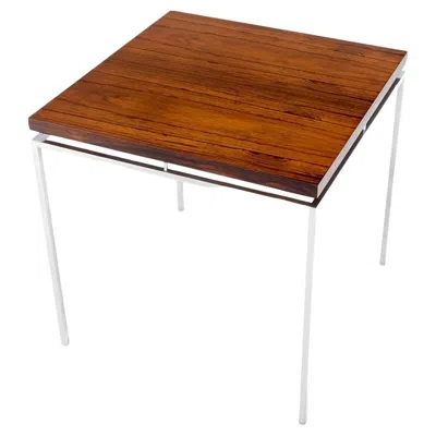 Pre-owned Knoll Floating Rosewood Top Chrome Stainless Base Square Side End Coffee Table Mint In Brown