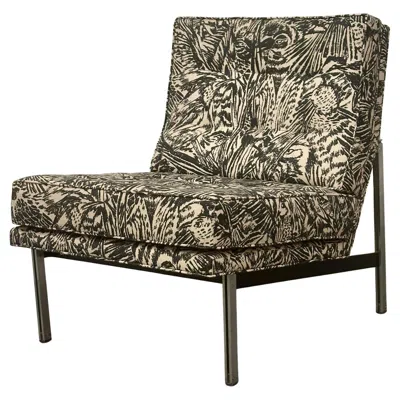 Pre-owned Knoll Florence  1950s Parallel Bar Chair Fab Abstract Black And White Bird Fabric