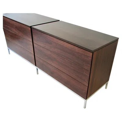 Pre-owned Knoll Florence  For  Six Drawer Rosewood Double Dresser On Chrome Base In Brown