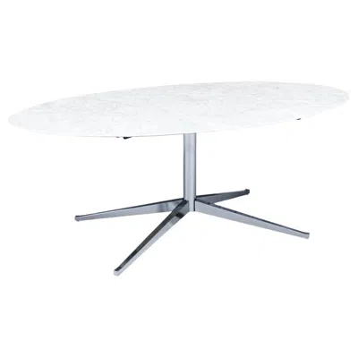 Pre-owned Knoll Florence  Italian Carrara Marble & Chrome Dining Table Or Desk In Gray