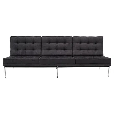 Pre-owned Knoll Florence  Sofa. Expertly Redone In Charcoal Robert Allen Chenille Fabric. In Black