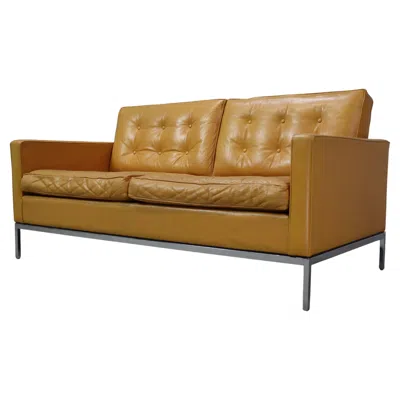 Pre-owned Knoll Florence  Two-seater Sofa In Mustard Yellow Leather, 1970