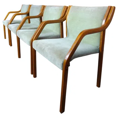 Pre-owned Knoll Four Early 1970s Dining Chairs In The Style Of Preben Fabricius /  In Brown