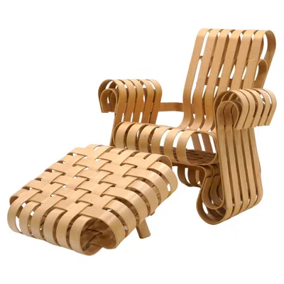 Pre-owned Knoll Frank Gehry Power Play Chair And Ottoman For , Signed, Great Condition In Brown