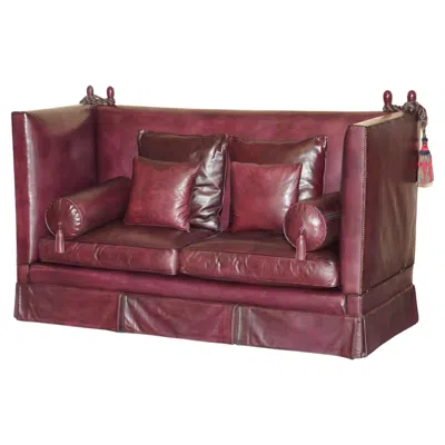 Pre-owned Knoll Fully Restored Antique Victorian Oxblood Knole Sofa Feather Filled Cushions In Red