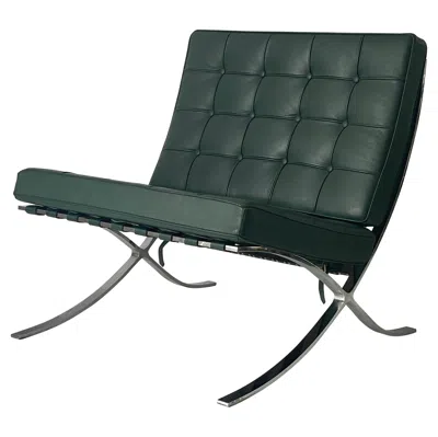 Pre-owned Knoll Green Leather Barcelona Chair By Ludwig Mies Van Der Rohe For