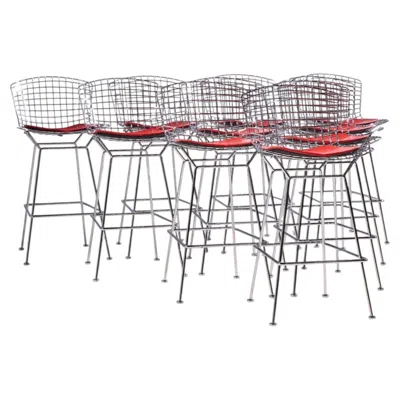 Pre-owned Knoll Harry Bertoia For  Mid Century Chrome Bar Stools - Set Of 10 In Gray