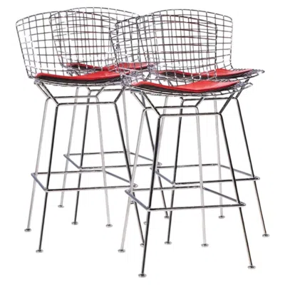 Pre-owned Knoll Harry Bertoia For  Mid Century Chrome Bar Stools - Set Of 4 In Gray