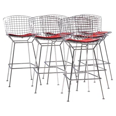 Pre-owned Knoll Harry Bertoia For  Mid Century Chrome Bar Stools - Set Of 6 In Gray