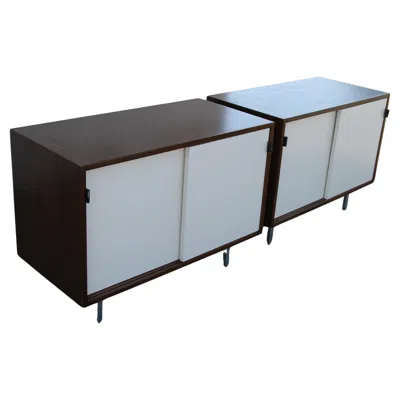 Pre-owned Knoll Leather Handle Cabinets In Brown