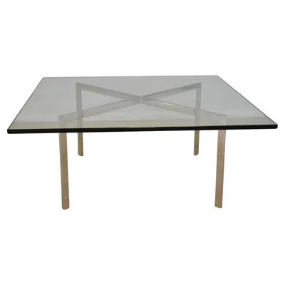 Pre-owned Knoll Ludwig Mies Van Der Rohe Chrome & Glass Barcelona Coffee Cocktail Table  In Gray