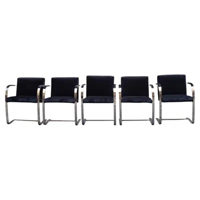 Pre-owned Knoll Ludwig Mies Van Der Rohe For , Set Of 5 "brno" Chairs, Italy, 1970s In Black