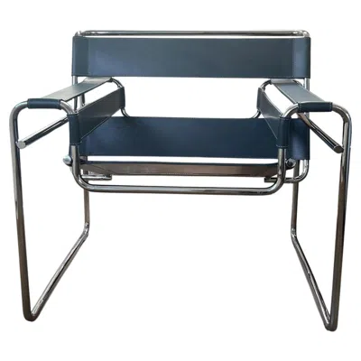 Pre-owned Knoll Marcel Breuer Wassily Chair In Military Green Belting Leather By