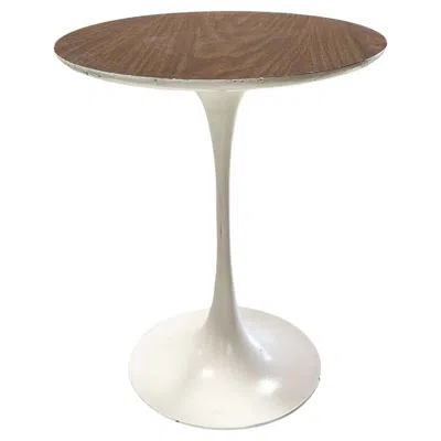 Pre-owned Knoll Mcm 20" Tall Tulip Side Table By Eero Saarinen For  W/ Walnut Laminate Top In Sand