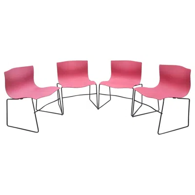 Pre-owned Knoll Mcm Massimo & Lella Vignelli For  Internat Handkerchief Chairs - Set Of 4 In Pink
