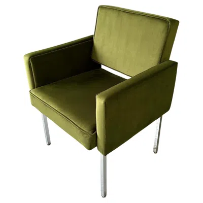 Pre-owned Knoll Mid Century Armchair Upholstered In Green Velvet In The Style Of