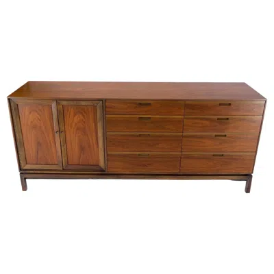 Pre-owned Knoll Mid Century Danish Modern Walnut 11 Drawers Dresser Credenza 2 Doors Compartment In Brown
