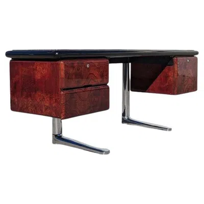 Pre-owned Knoll Mid Century Desk, Warren Platner For , Steel, Oak, Chrome, 1970s In Brown