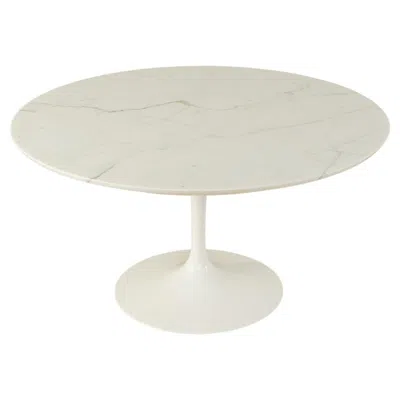 Pre-owned Knoll Mid-century Marble Top Tulip Table Designed By Eero Saarinen For , Ø 133 Cm In Sand