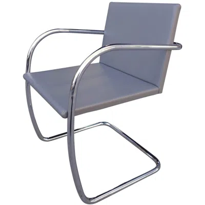 Pre-owned Knoll Midcentury Mint Brno Chair In Leather By Mies Van Der Rohe For  In Gray