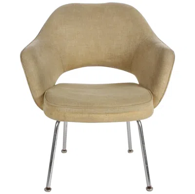 Pre-owned Knoll Mid-century Modern Eero Saarinen For  Executive Armchair On Chrome Legs In Brown
