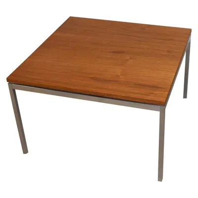 Pre-owned Knoll Mid-century Modern  Furniture Teak And Chrome Square Table In Brown