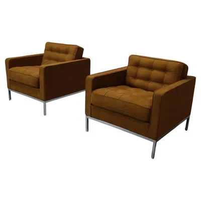 Pre-owned Knoll Mid-century Modern Lounge Chairs By Florence , Chrome Base, 1950s In Brown