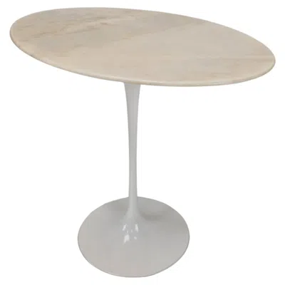 Pre-owned Knoll Mid-century Oval Marble Side Table By Eero Saarinen For  In Gray