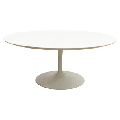 Pre-owned Knoll Mid-century White Metal Tulip Feet And Wooden Top Coffee Table By