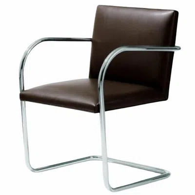 Pre-owned Knoll Mies Van Der Rohe Brno Chair 245 Tubular Steel, , Mahogany Leather, Italy In Black