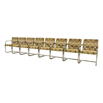 Pre-owned Knoll Mies Van Der Rohe Brno Style Mid-century Modern Chrome Club Chairs, Set Of Eight In Brown