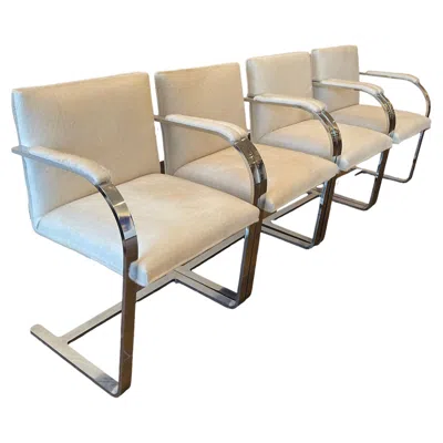 Pre-owned Knoll Mies Van Der Rohe Calfskin Brno Chairs Set Of 4 In Sand