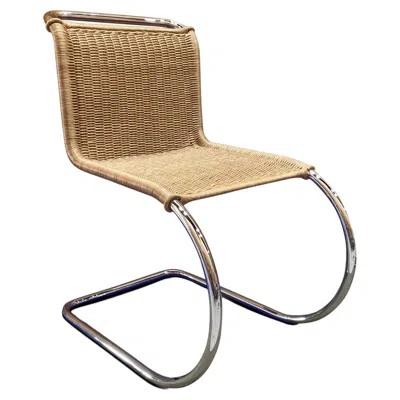 Pre-owned Knoll Mies Van Der Rohe Mr Rattan Armless Side Chair By  In Brown