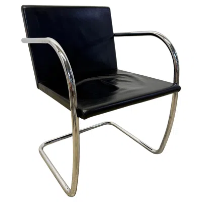 Pre-owned Knoll Mies Van Der Rohe Tubular Brno Black Leather 245 Chair For , 1980s
