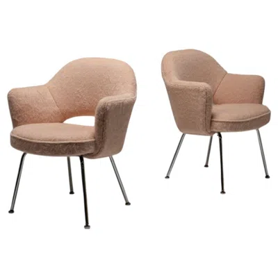 Pre-owned Knoll Model 71 Dining Chair By Eero Saarinen For  In Pink. Usa 1960s, Set Of 2 In Brown