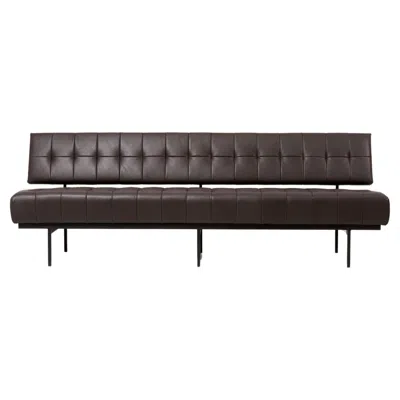 Pre-owned Knoll Newly Upholstered  International Black Leather Custom Sofa, Germany, 1950s