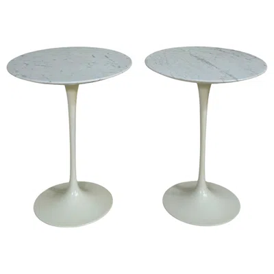 Pre-owned Knoll Original Set Eero Saarinen Marble Side Tables In Gray