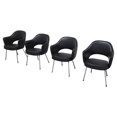 Pre-owned Knoll Original Set Of 4 'executive' Armchairs By Eero Saarinen For , 1960s In Black