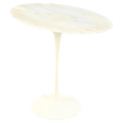 Pre-owned Knoll Oval Side Table By Eero Saarinen For  International, 1960s In White