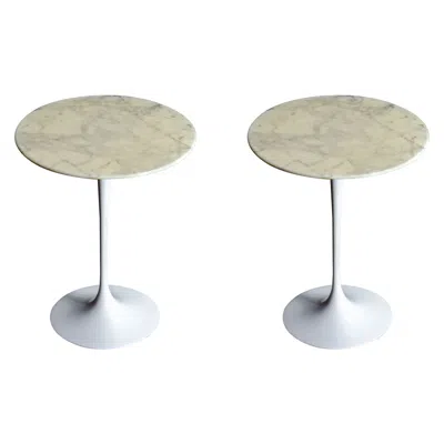 Pre-owned Knoll Pair Of Early Carrara Marble Saarinen Tulip Side Table For  International In Brown