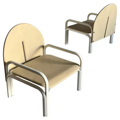 Pre-owned Knoll Pair Of Gae Aulenti '54l' Armchairs For  International In Beige Leather In Brown