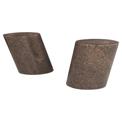 Pre-owned Knoll Pair Of Lucia Mercer End Tables For  1982 In Custom Sierra Brown Granite