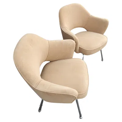 Pre-owned Knoll Pair Of Mid-century Modern Executive Armchairs By Eero Saarinen For , C1965 In Sand