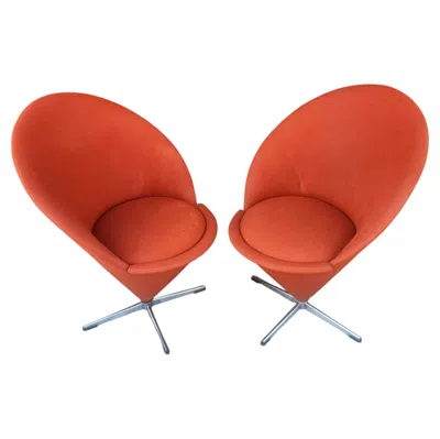 Pre-owned Knoll Pair Of Mid-century Modern Verner Panton Cone Chairs Attributed To  In Brown