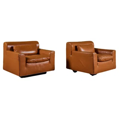 Pre-owned Knoll Pair Of Otto Zapf Lounge Chairs For  In Orange